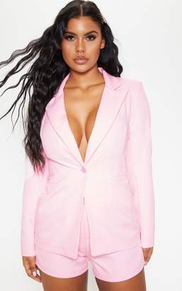 PrettyLittleThing Stone Fitted Suit Woven Blazer
