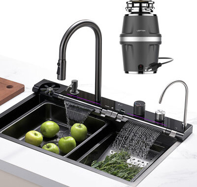 Lefton 33"x22" Single Bowl Stainless Steel Kitchen Sink Ks2207l With 3/4 Hp Continuous Feed Garbage Disposal Lgd-714