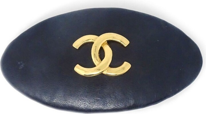 Chanel Pre Owned 1990-2000s CC leather hair slide - ShopStyle