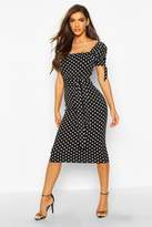 Thumbnail for your product : boohoo Polka Dot Belted Midi Dress