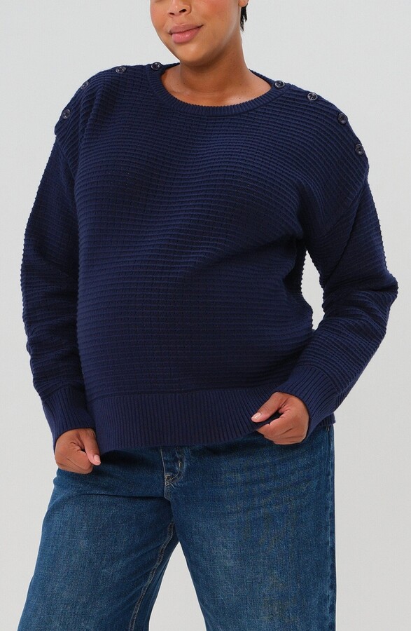 Marion Women's Maternity & Nursing Sweater with Button Detail & Hidden Thumbhole Feature