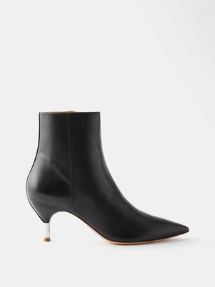 Black Kitten Heel Leather Boots | ShopStyle