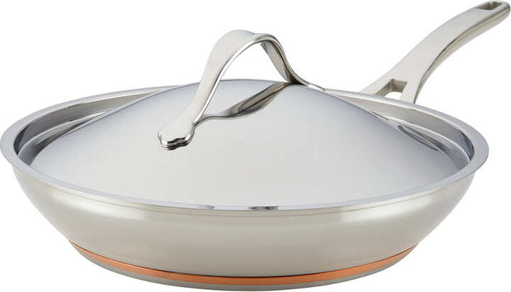 Anolon Nouvelle Copper Stainless Steel 12In Covered French Skillet