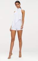 Thumbnail for your product : PrettyLittleThing White Crepe Drape Playsuit