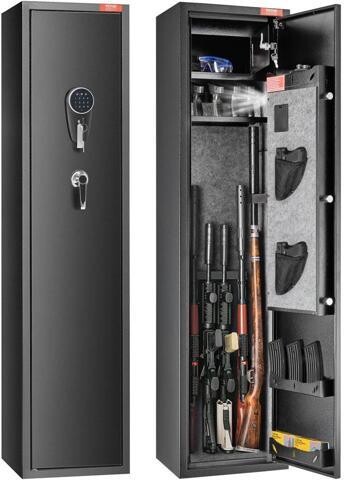 VEVOR 5 Rifles Gun Safe, Rifle Safe with Digital Keypad & Lock, Gun Storage Cabinet with Built-in Storage Locker, Removable Storage Shelf for Home...