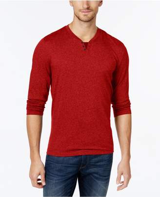 Alfani Men's Heather Long-Sleeve Split Crewneck T-Shirt, Created for Macy's