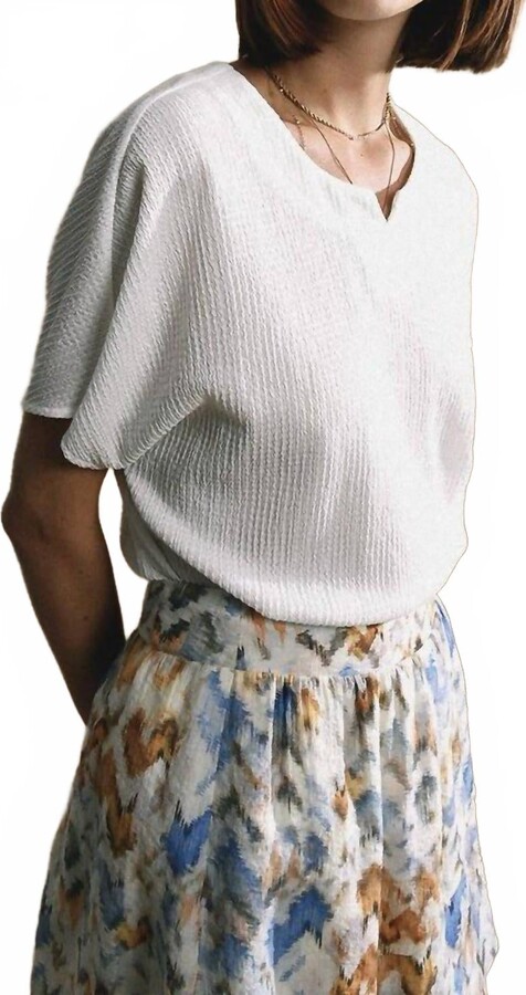 Gabrielle Short Sleeve Top In White
