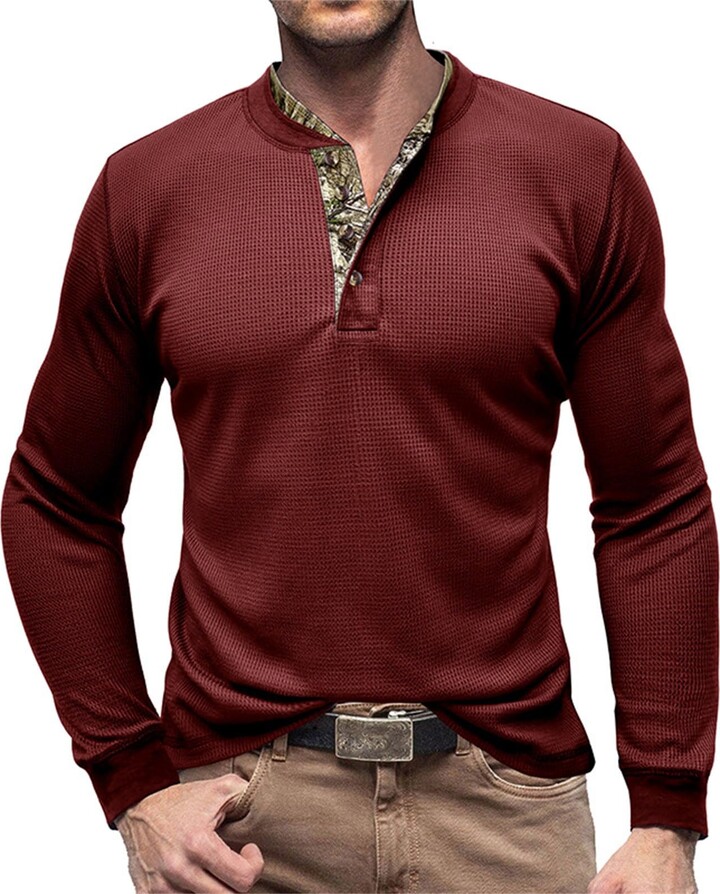 Angeun Mens Long Sleeve Polo Sweater Casual Quarter Button Up Lapel Collar Fall Winter Tops for Men