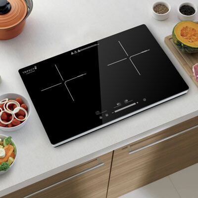Trifecte 23" Black Glass Smooth Induction Modular Cooktop with 2 Elements