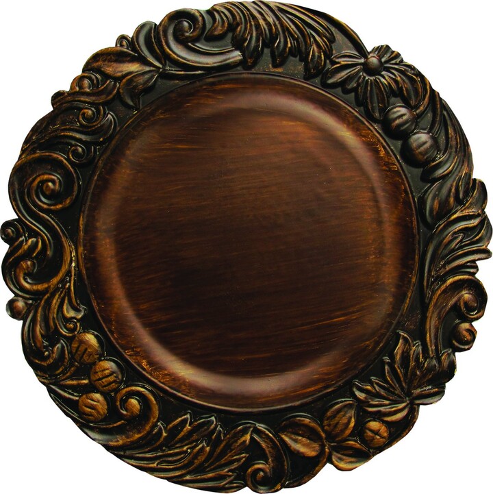 ChargeIt! by Jay ChargeIt by Jay Aristocrat Round Charger Plate, Brown , 14"