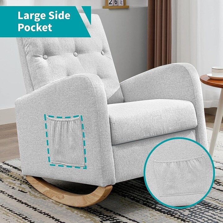 Mixoy Modern Rocking Sofa Chair, Classic Lounge Arm Chair,Upholstered  Nursery Chair,Patio Nursing Armchair,Accent Rocker Chair - ShopStyle