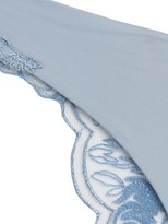 Thumbnail for your product : La Perla Beatrice Floral-embroidered Tulle Brazilian Briefs - Blue