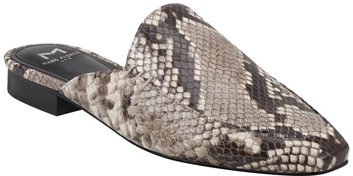 snakeskin mule flats