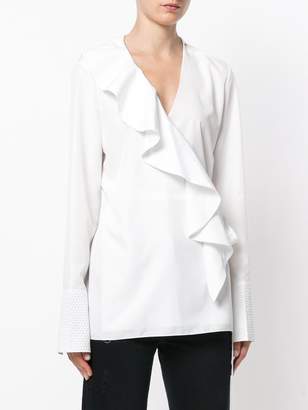 Area ruffle-front blouse