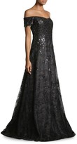 Thumbnail for your product : Rene Ruiz Collection Off-The-Shoulder Sequin & Tulle Gown