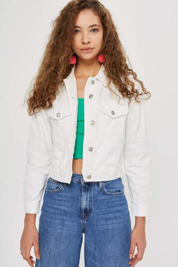 white fitted denim jacket