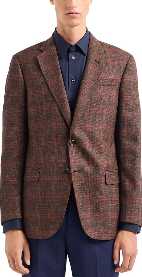Emporio Armani Plaid Single Breasted Blazer