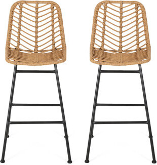Corrigan Studio 2 - Piece Outdoor Bar Stools Modern Appearance Rounded Edges  Iron Frame