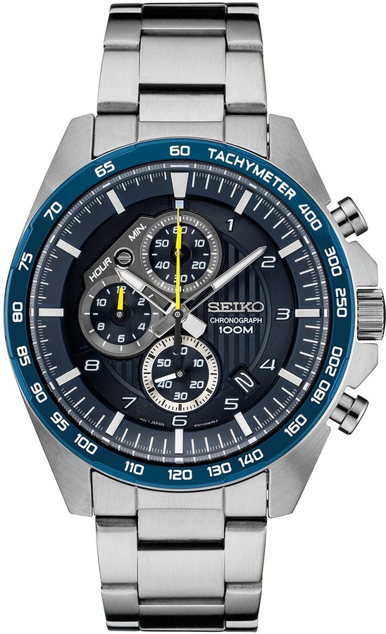 seiko men's stainless steel chronograph watch