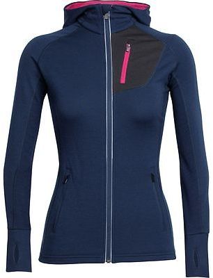 Icebreaker Quantum Full-Zip Hooded Jacket - Women's Admiral/Pop Pink/Pop Pink L