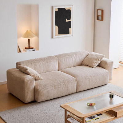 Everly Quinn Beige Corduroy Modular Sofa