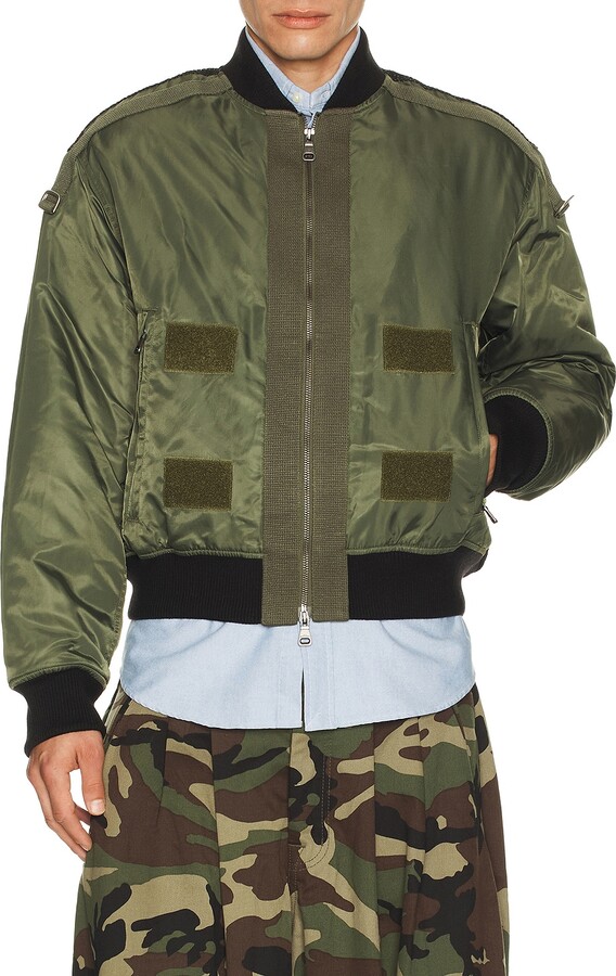 ANDERSSON BELL Flight Layered Washed Bomber Jacket in Green