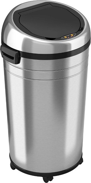 iTouchless iTouchlessRollingSensorKitchenTrashCanwithWheelsandAbsorbXOdorFilter23GallonSilverStainlessSteel
