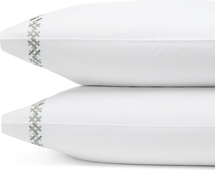 Matouk Atticus Embroidered Percale Pillowcase Standard Set of 2 - Exclusive