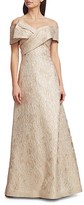Thumbnail for your product : Teri Jon by Rickie Freeman Off-The-Shoulder Jacquard Bow Gown