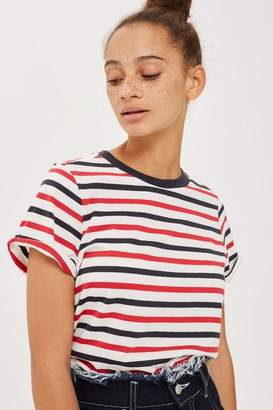 Topshop Striped roll back t-shirt