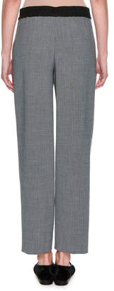 Giorgio Armani Cropped Herringbone Straight-Leg Pants, Gray