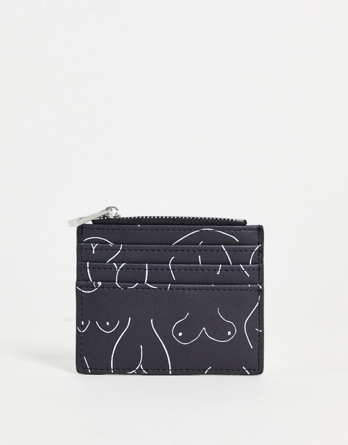 ASOS DESIGN coin purse and cardholder in bum and boob print