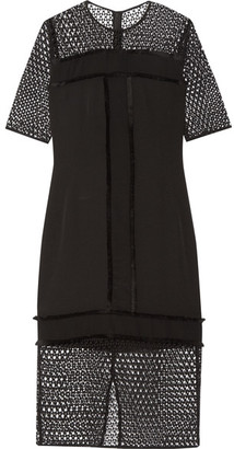 By Malene Birger Katnesa Fringed Crepe De Chine And Crocheted Lace Dress - Black
