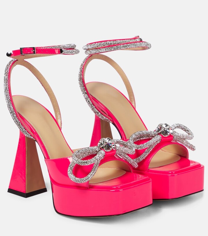 MACH & MACH Double Bow embellished leather platform sandals ShopStyle