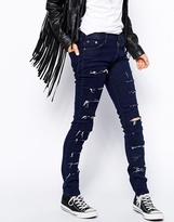 Thumbnail for your product : Your Eyes Lie Shredded Skinny Jeans With Rips - Blue