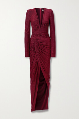 Alexandre Vauthier Asymmetric Ruched Stretch-lurex Gown - Red