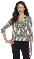 Thumbnail for your product : Investments Lattice-Print Wrap-Front Blouse