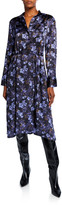 Thumbnail for your product : Vince Plumeria Blooms V-Neck Hammered Satin Dress