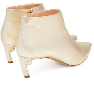 Nicholas Kirkwood Mira Point Toe Leather Ankle Boots - Womens - Gold