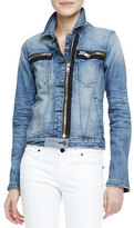 Thumbnail for your product : RtA Denim Faded Denim Zip-Detail Jacket