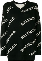 Thumbnail for your product : Balenciaga V-neck logo jumper