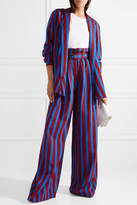 Thumbnail for your product : Maison Margiela Belted Striped Crepe Wide-leg Pants