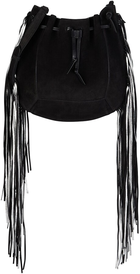 black fringe bag