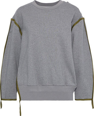 Button-detailed mélange French cotton-terry sweatshirt