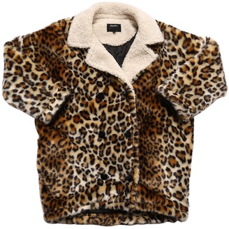 DKNY Leopard Print Faux Fur Coat