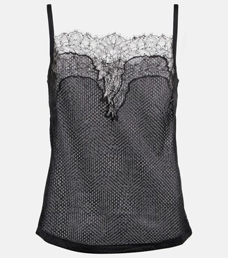 Dion Lee Lace-insert mesh jersey camisole