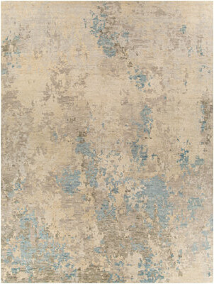 17 Stories Refki Hand-Knotted Wool Charcoal/Denim/Light Gray Area Rug