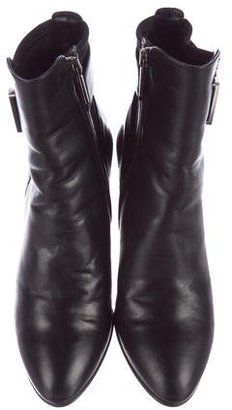 Aquatalia Leather Round-Toe Ankle Boots