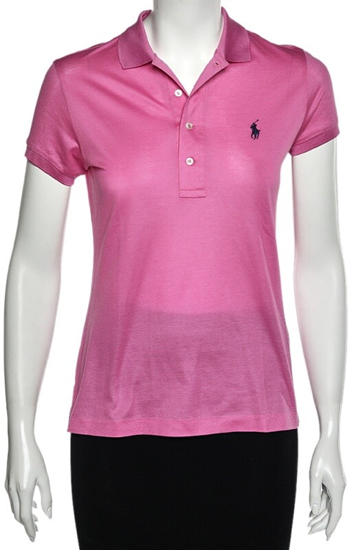 Ralph Lauren Purple Label Ralph Lauren Pink Cotton Pique Short Sleeve Polo T-Shirt S