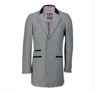 Xposed Mens Retro 3/4 Long Black Grey Overcoat Jacket Wool Blend Smart  Formal Tailored Fit Top Coat[BLAKE - ShopStyle